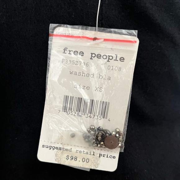 NWT Free People Washed Black Vest size XS - Picture 3 of 5